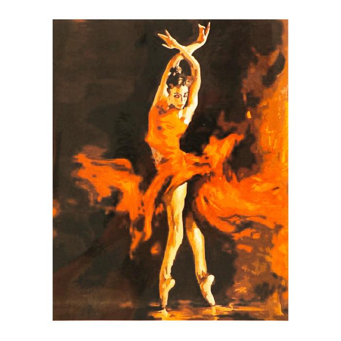 фото Роспись по холсту "огненный танец" по номерам с красками по 3 мл + кисти + инструкция + крепёж школа талантов