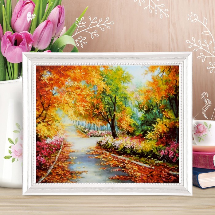 Роспись по холсту "Осенний лес" по номерам с красками по3 мл+ кисти+инстр-я+крепеж 30*40