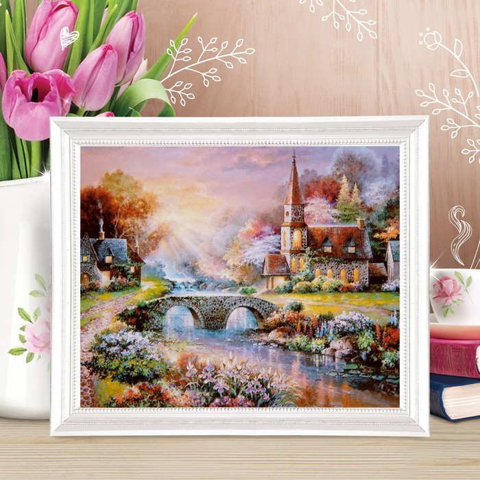 Роспись по холсту "Лучи солнца" по номерам с красками по3 мл+ кисти+инстр-я+крепеж 30*40