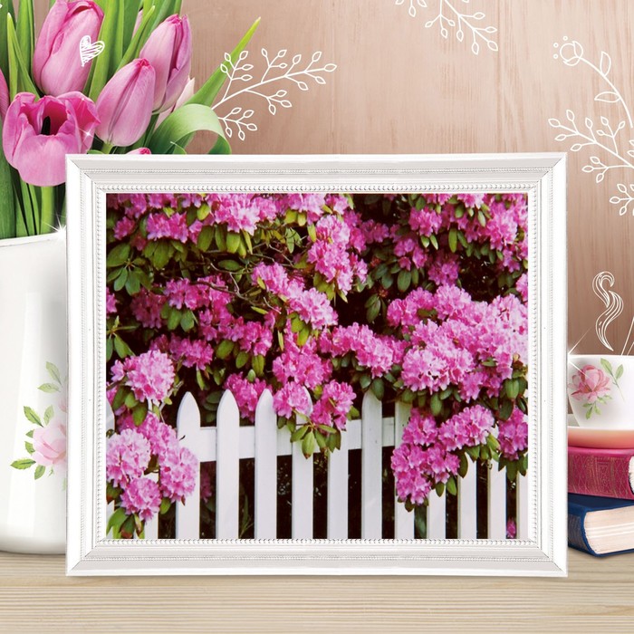 Роспись по холсту "Цветы в клумбе" по номерам с красками по3 мл+ кисти+инстр-я+крепеж 30*40