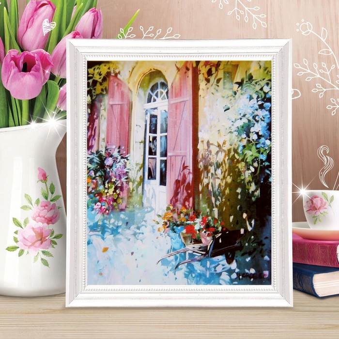 Роспись по холсту "Цветы у окна" по номерам с красками по3 мл+ кисти+инстр-я+крепеж 30*40