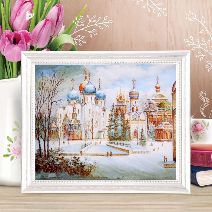 Роспись по холсту "Церковь" по номерам с красками по3 мл+ кисти+инстр-я+крепеж 30*40