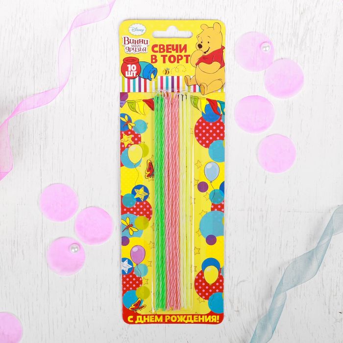 Свеча в торт Дисней "Свечи в торт", Медвежонок Винни, 10 шт