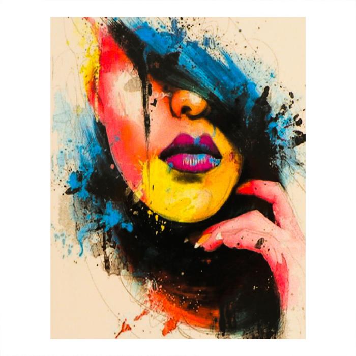 Роспись по холсту "Дама" по номерам с красками по 3 мл+ кисти+крепеж 30*40