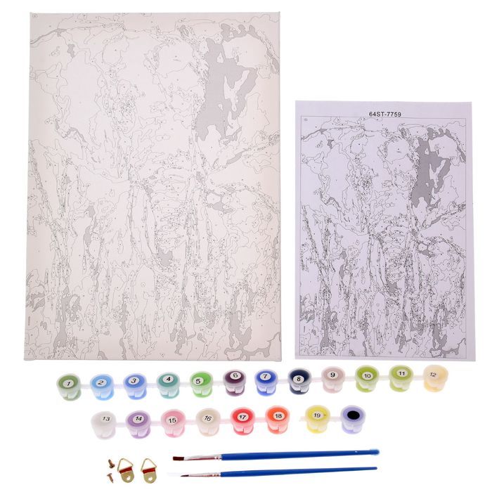 Роспись по холсту "Слоны разноцветные" по номерам с красками по 3 мл+ кисти+крепеж 30*40