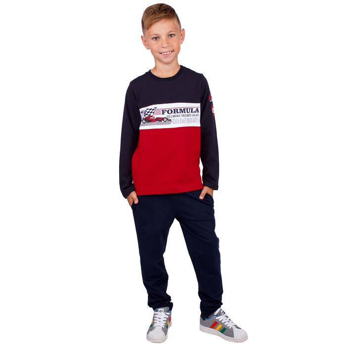 Джемпер для мальчика " Формула", рост 116 см,  цвет черный/красный ПДД980804