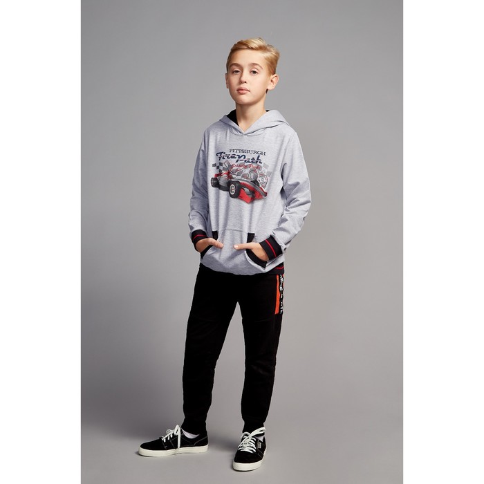 Джемпер для мальчика " Формула", рост 134 см,  цвет серый, принт гоночная машина ПДД933858