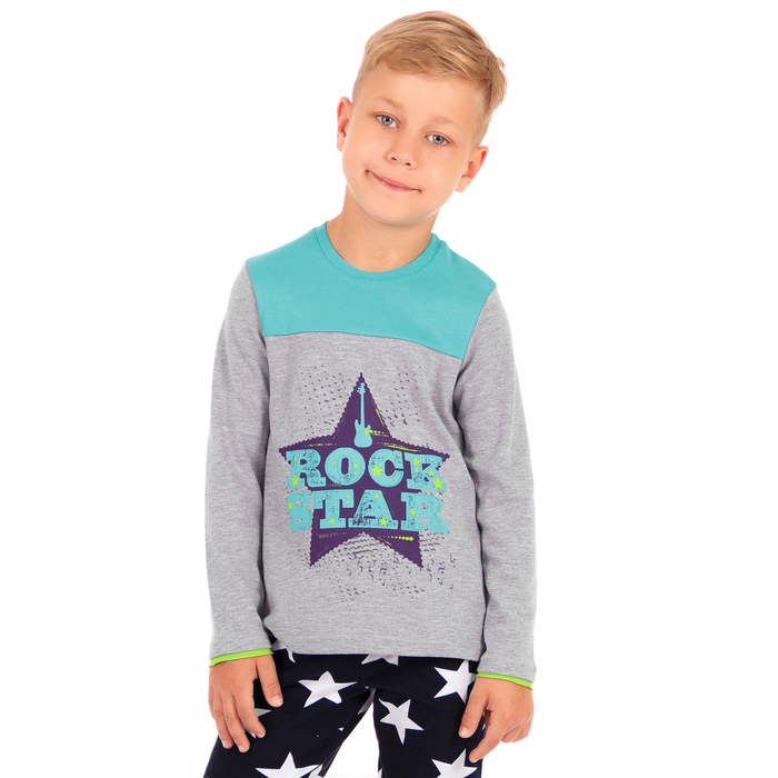 Джемпер для мальчика " Импульс", рост 122 см,  цвет серый/бирюзовый ПДД131070