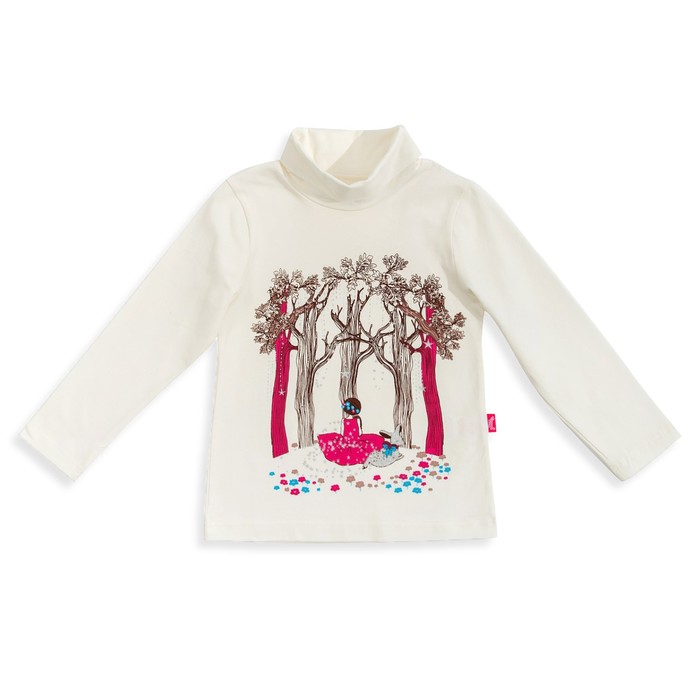 Джемпер для девочки " Новая Алиса", рост 110 см,  цвет сливки, принт Алиса в лесу ДДД823804   275441