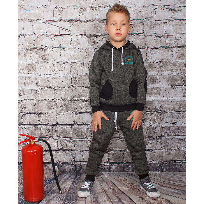 Джемпер для мальчика " Эра динозавров", рост 110 см,  цвет темно-серый ПДД544339м