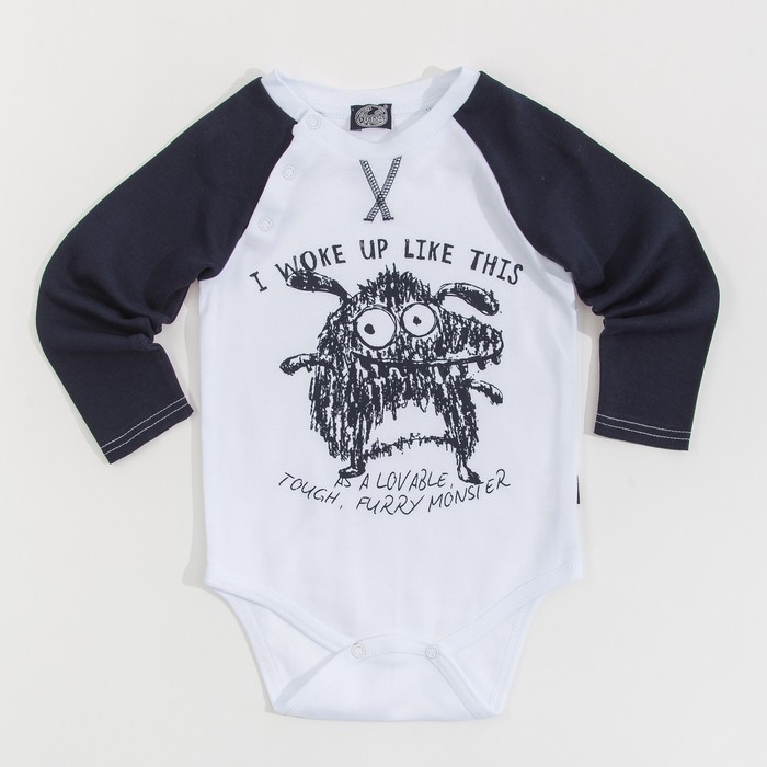 Боди с длинными рукавами "Монстрики", рост 86 см, цвет белый/темно-синий