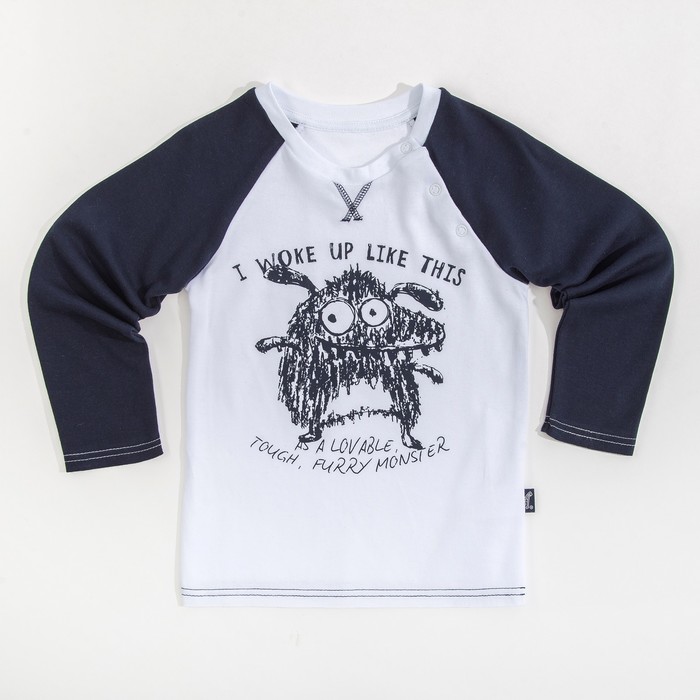 Джемпер для мальчика " Монстрики", рост 98 см,  цвет белый/темно-синий Ушастый ЮДД419067_М
