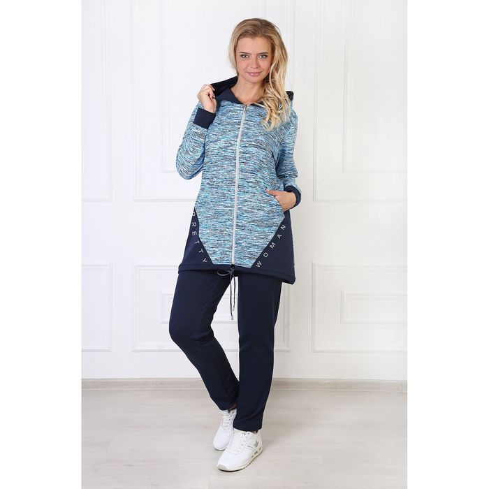 Комплект женский (толстовка, брюки) Мадам-2 цвет голубой, р-р 48