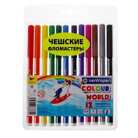 Фломастеры 12 цветов, Centropen Colour World 7550/12 ТП, в блистере, линия 2.0 мм