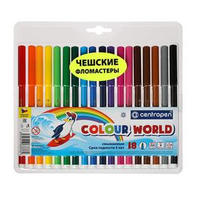 Фломастеры 18 цветов, Centropen 7550/18 ТП Colour World, линия 1.0 мм