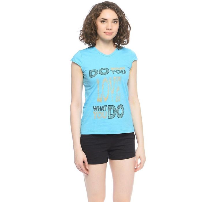 Комплект (футболка+шорты) "Бриз" женский, размер 46, цвет голубой КК1129