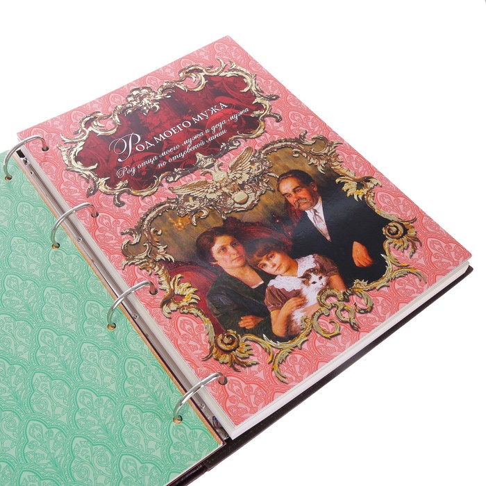 Родословная книга-альбом "Сапфировая", дизайнерская бумага, бархат