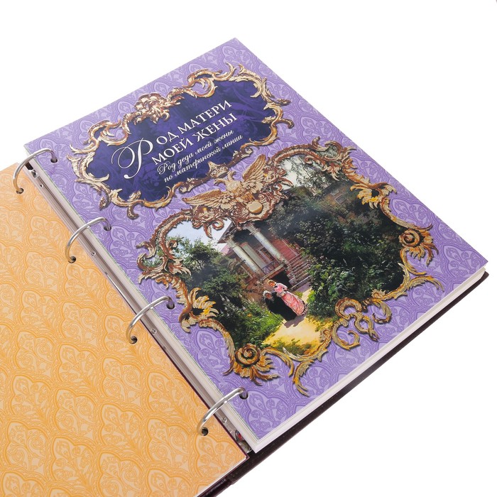 Родословная книга-альбом "Сапфировая", дизайнерская бумага, бархат