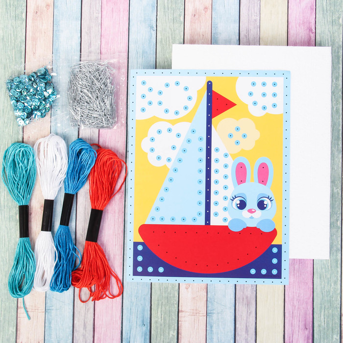 Изонить на гвоздиках "Кораблик", 20 х 15 см