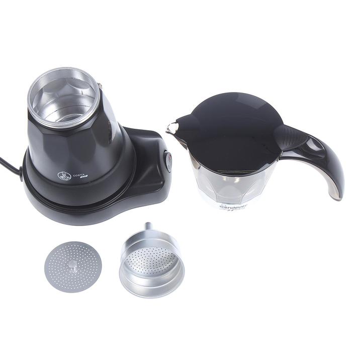 Кофеварка гейзерная электрическая Endever Costa-1020, 480 Вт, 0.3 л, черный