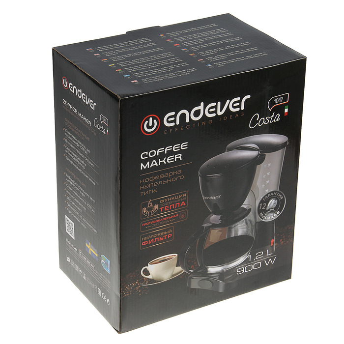 Кофеварка Endever Costa-1042, 900 Вт, 1.2 л, черный