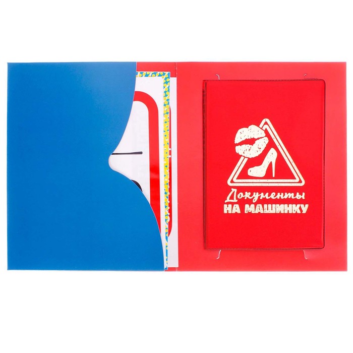 Набор: обложка для автодокументов и 4 наклейки "Автоледи"