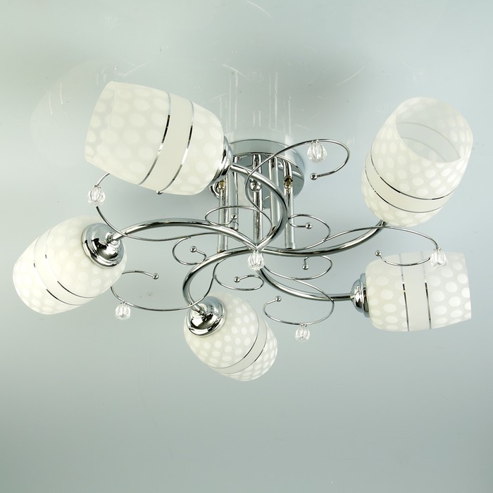 Люстра E101-5A "Солнечная" E27 5х40Вт серебро 55х44х22 см