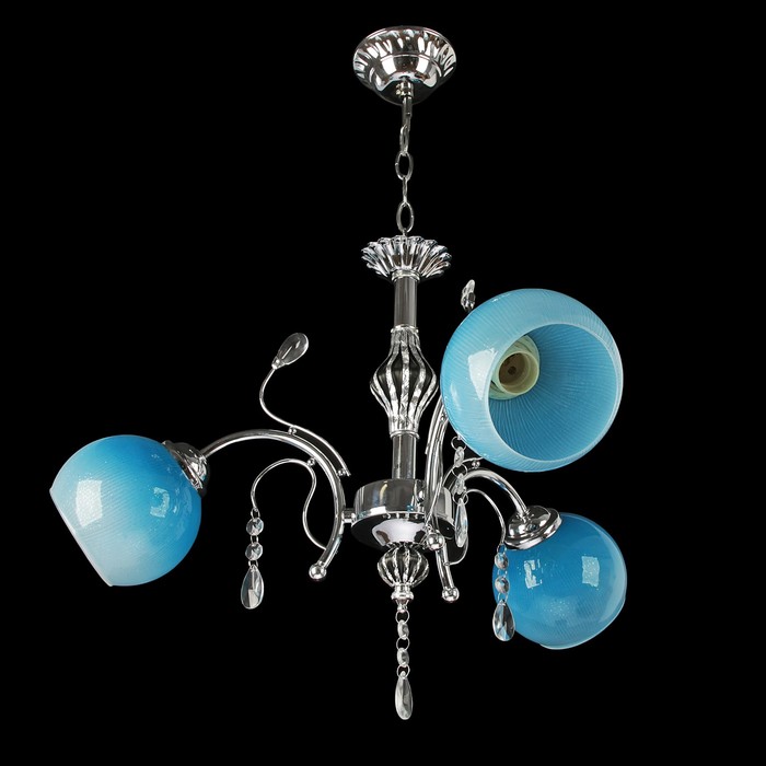 Люстра 6559/3 "Голубая лагуна" E27 3х60Вт серебро 55х55х32 см
