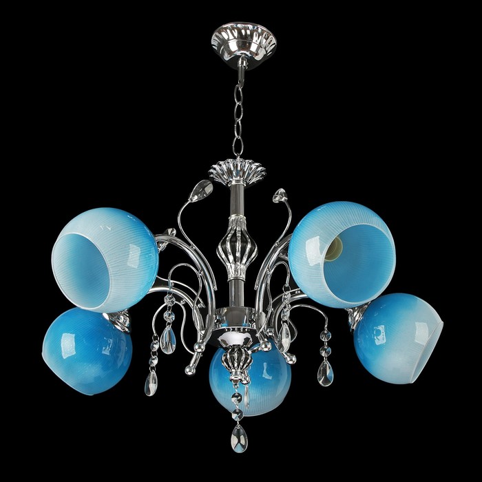Люстра 6559/5 "Голубая лагуна" E27 3х60Вт серебро 55х55х32 см