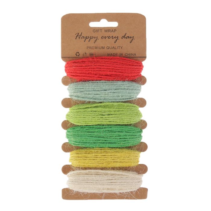 Нить декоративная для творчества "Разноцветная" набор 6 шт намотка 5 метров