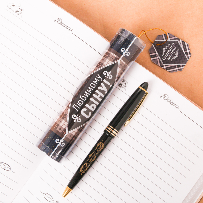 Ручка пластиковая "Любимому сыну", в тубусе