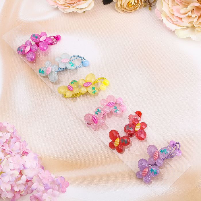 Резинка для волос "Суперблеск" бабочки, микс (цена за пару)