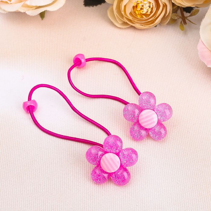 Резинка для волос "Суперблеск" цветочки, микс (цена за пару)