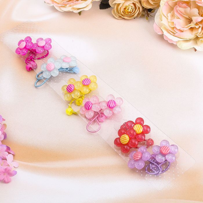 Резинка для волос "Суперблеск" цветочки, микс (цена за пару)