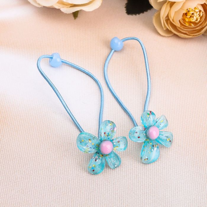 Резинка для волос "Цветочек в крапинку" микс (цена за пару)