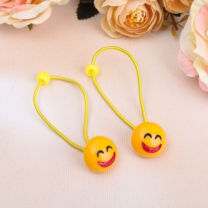 Резинка для волос "Улыбайся" микс (цена за пару)