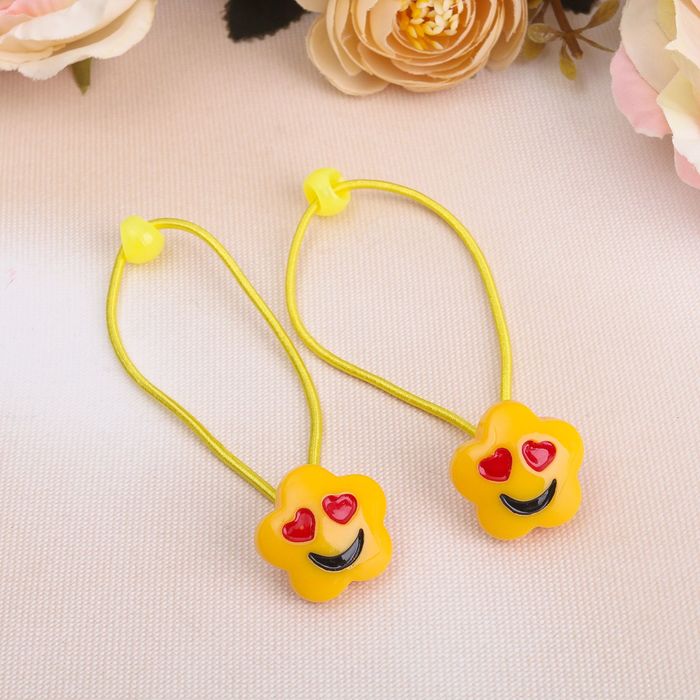 Резинка для волос "Улыбайся" цветочек, микс (цена за пару)