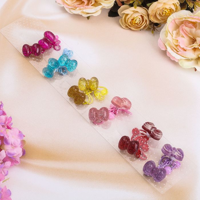 Резинка для волос "Суперблеск" бант, микс (цена за пару)