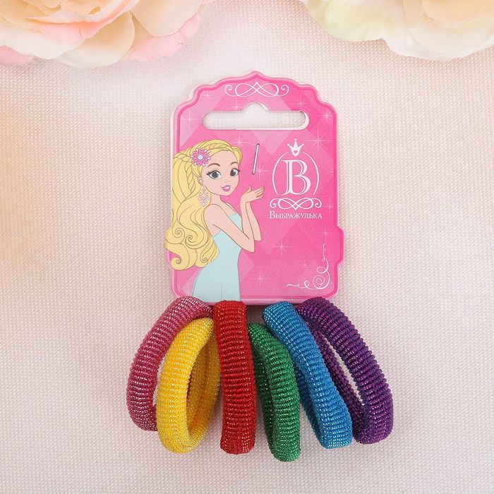 Резинка для волос "Перелив" (набор 6 шт) цветная