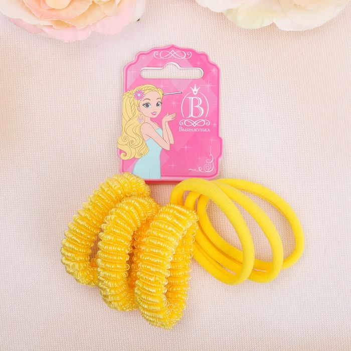 Резинка для волос "Махрушка простая" (набор 6 шт) цветная, микс