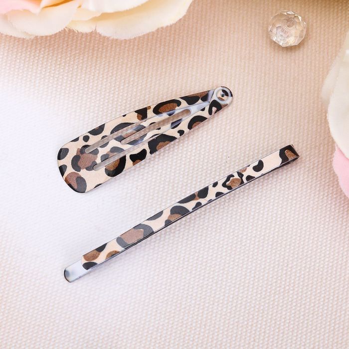 Невидимка для волос "Кари" (набор 8 шт) 5 см, 6 см, гепард