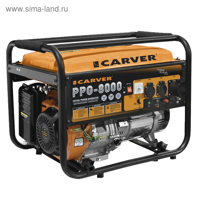 Генератор CARVER PPG-8000, бензиновый, 6/6.5 кВт, 220 В, 25 л, ручной старт генератор carver ppg 6500 builder 01 020 00019