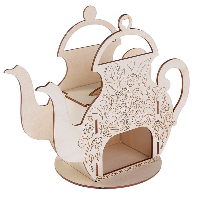 Чайный домик из фанеры "Чайник" (набор 7 деталей)  24,5х22х15,5 см