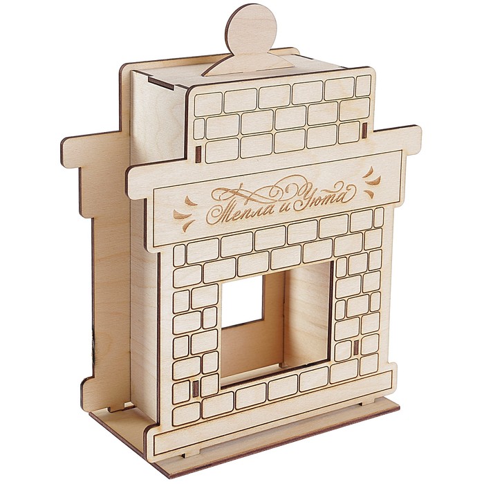 Чайный домик из фанеры "Камин" (набор 7 деталей)  20х25х9,5 см