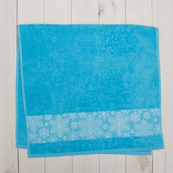Полотенце махровое Collorista "Снежинки" голуб 50х90 см 100% хлопок, 370гр/м2