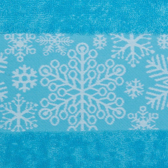 Полотенце махровое Collorista "Снежинки" голуб 50х90 см 100% хлопок, 370гр/м2