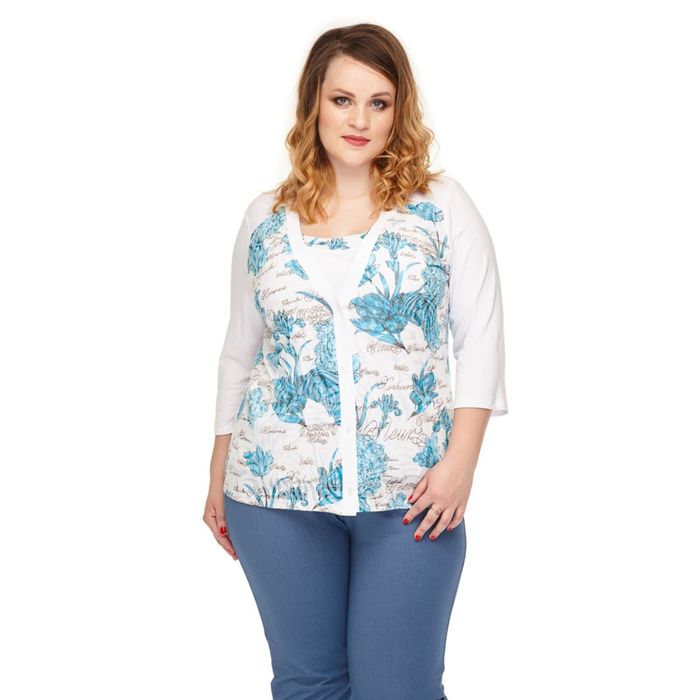 Блуза женская "Жасмин", размер 52, цвет голубой 965Г