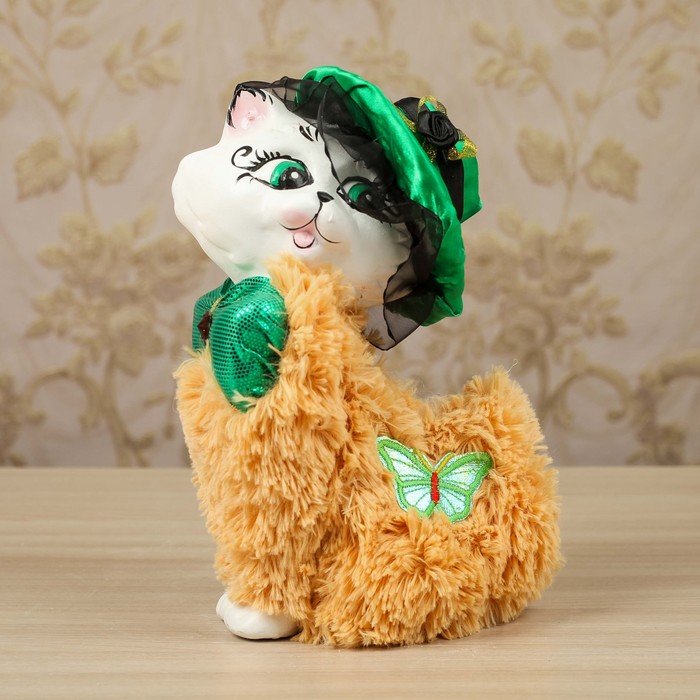 Копилка "Кошка в шляпе с бантом" микс