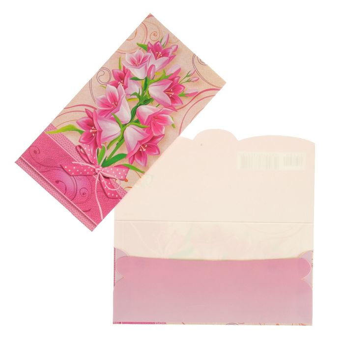 Конверт для денег "Универсальный" цветы, розовый фон