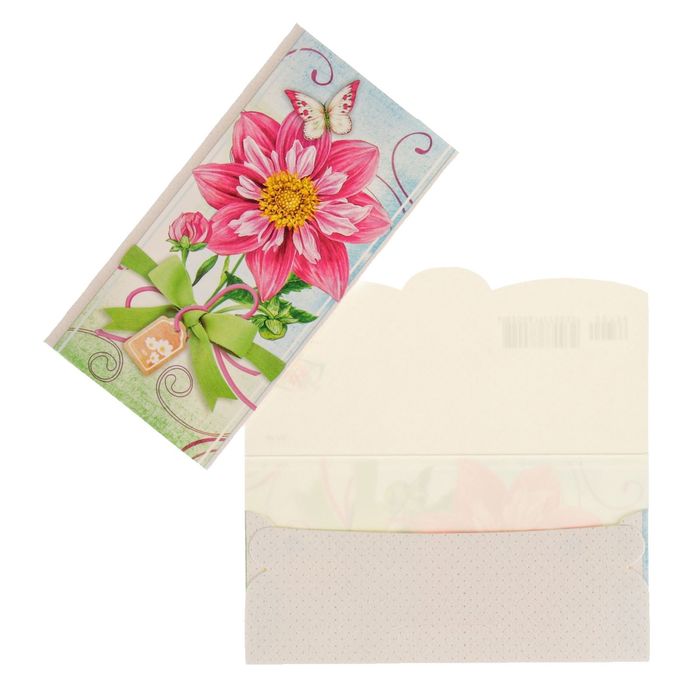 Конверт для денег "Универсальный" цветок, бабочка
